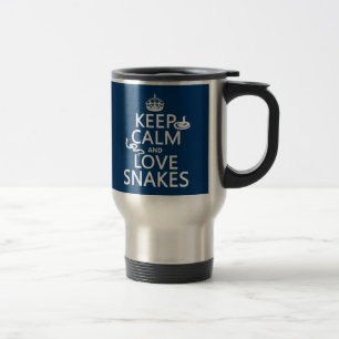 Keep Calm and Love Snakes (all colours) Travel Mug
