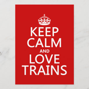 Keep Calm and Love Trains (customizable colours) Invitation