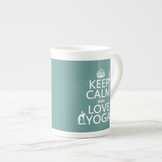 Keep Calm and Love Yoga (customizable colours) Bone China Mug (Front Right)