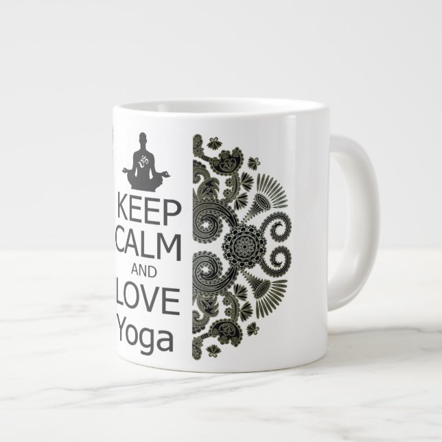 KEEP CALM AND LOVE Yoga Large Coffee Mug (Front Right)