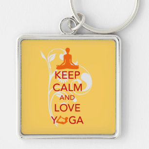 Keep Calm and Love Yoga - unique fun design Keychain