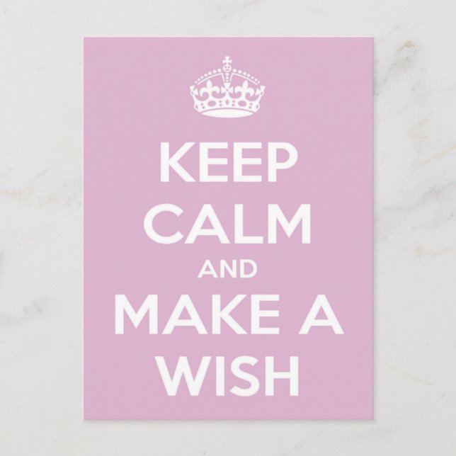 Keep Calm and Make A Wish Pink Postcard (Front)