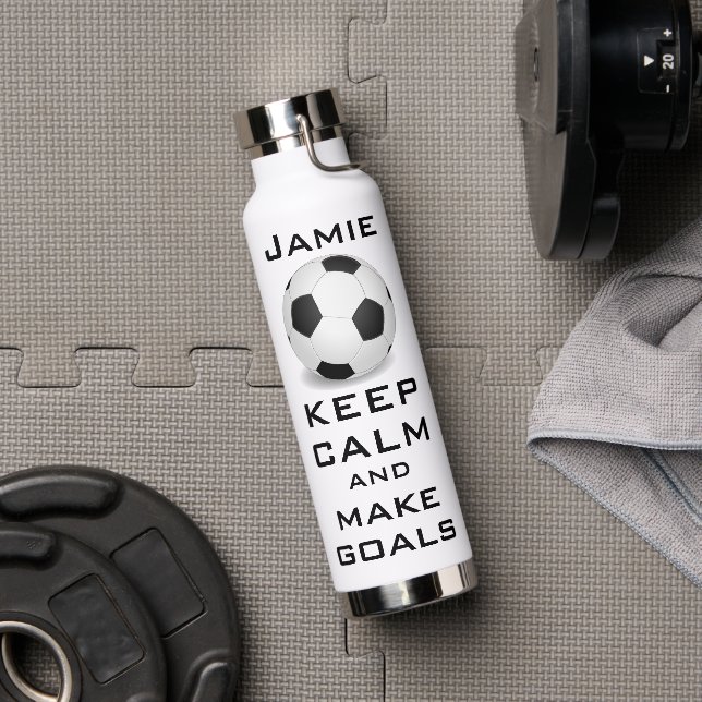 Keep Calm and Make One Soccer  Water Bottle (Gym)