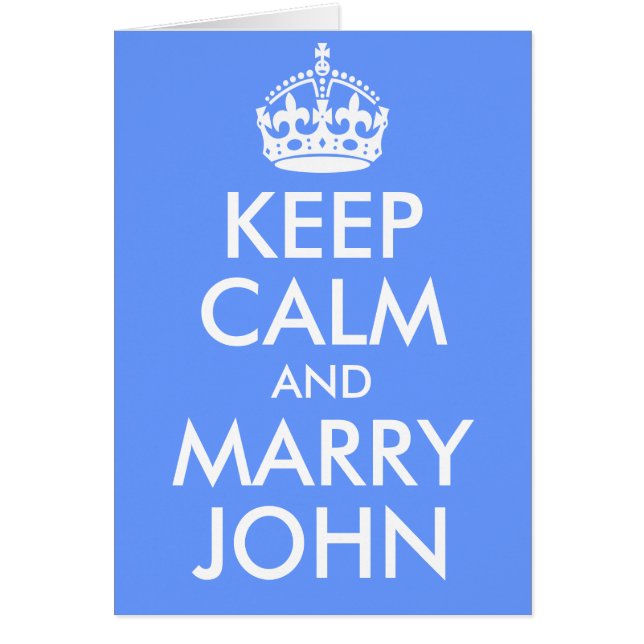 Keep Calm and Marry John Card (Front)