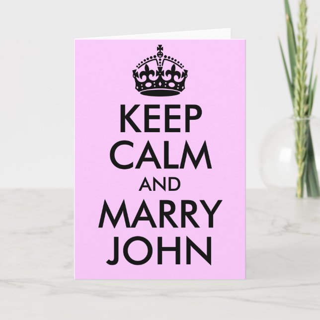 Keep Calm and Marry John Card (Front)
