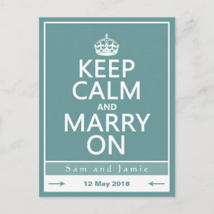 Keep Calm and Marry On Announcement Postcard