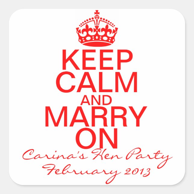 Keep Calm and Marry on Bachelorette stickers (Front)