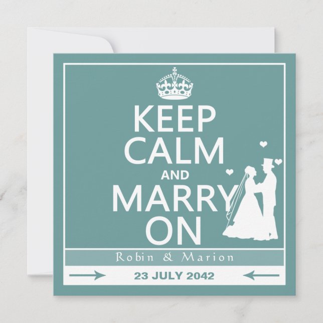 Keep Calm and Marry On - Bride and Groom Invitation (Front)