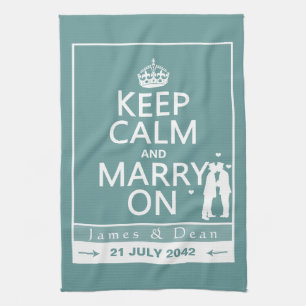 Keep Calm and Marry On Gay Wedding Kitchen Towel