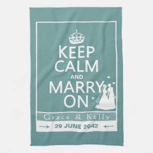 Keep Calm and Marry On Lesbian Wedding Kitchen Towel