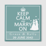 Keep Calm and Marry On Lesbian Wedding Magnet<br><div class="desc">This is a beautiful elegant design for all your wedding products. It's the classic vintage war poster 'Keep Calm and Carry On' reworded to 'Keep Calm and Marry On' and is available on a wide range of products, all easily customizable to your exact needs. It's available blank, or with a...</div>