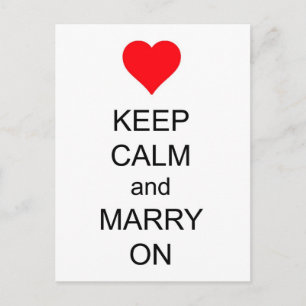 Keep Calm and Marry On Red Heart Postcard