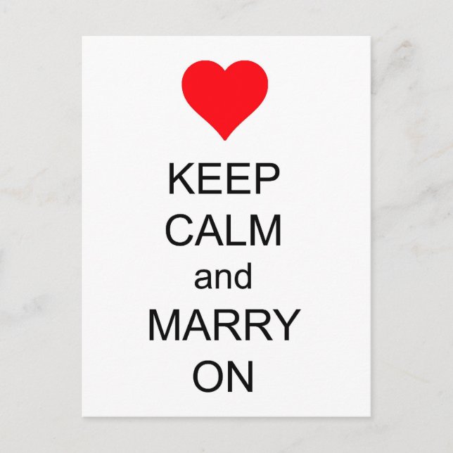 Keep Calm and Marry On Red Heart Postcard (Front)