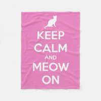 Keep Calm and Meow On Pink and White