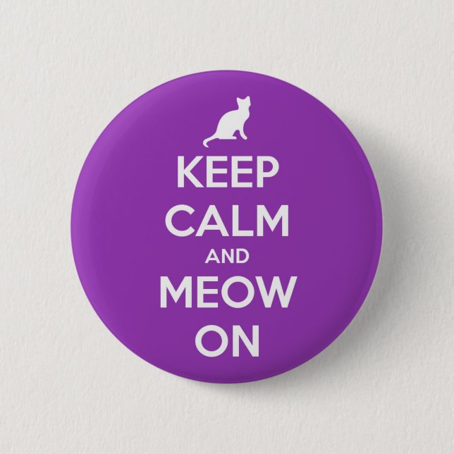 Keep Calm and Meow On Purple 2 Inch Round Button (Front)