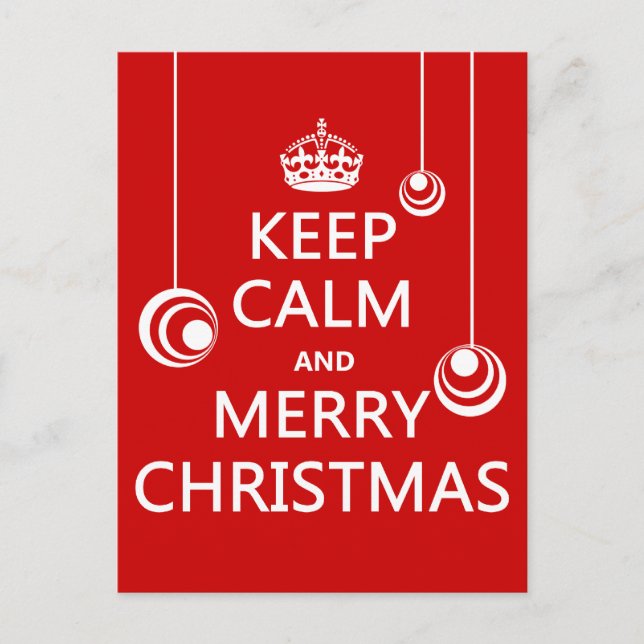 Keep Calm and Merry Christmas Holiday Postcard (Front)