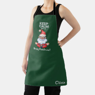 Keep Calm and Merry Christmas Personalized Name Apron
