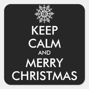 KEEP CALM AND MERRY CHRISTMAS - personalized text Square Sticker