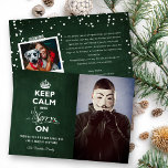 Keep Calm And Merry On Chalkboard Christmas Funny Holiday Card<br><div class="desc">Keep Calm And Merry On,  Dark Green Chalkboard Vintage Funny Post Pandemic Holiday / Christmas Photo Card.

Designed by fat*fa*tin. Easy to customize with your own text,  photo or image. For custom requests,  please contact fat*fa*tin directly. Custom charges apply.

www.zazzle.com/fat_fa_tin
www.zazzle.com/color_therapy
www.zazzle.com/fatfatin_blue_knot
www.zazzle.com/fatfatin_red_knot
www.zazzle.com/fatfatin_mini_me
www.zazzle.com/fatfatin_box
www.zazzle.com/fatfatin_design
www.zazzle.com/fatfatin_ink</div>