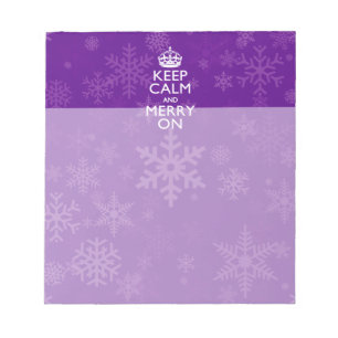 Keep Calm And Merry On Purple Snowflakes Notepad