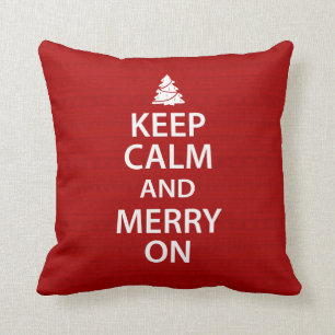Keep Calm and Merry On Throw Pillow