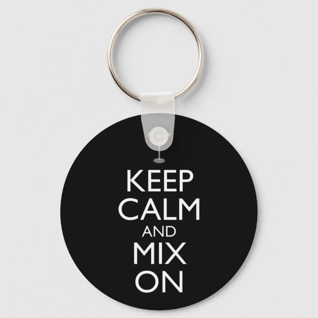 Keep Calm And Mix On Bartender Keychain (Front)