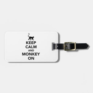 Keep calm and monkey on luggage tag