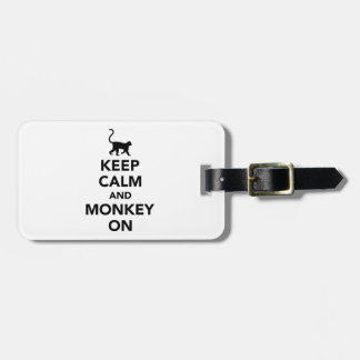 Keep calm and monkey on luggage tag