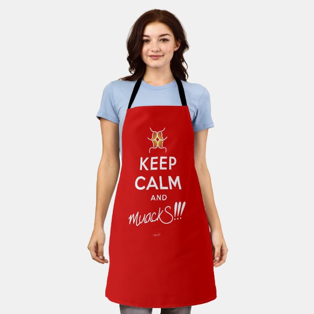 Keep Calm and muackS!!! Red&White Apron (Worn)