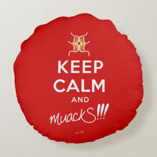 Keep Calm and muackS!!! Red&White Round Pillow