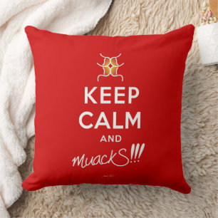 Keep Calm and muackS!!! Red&White Throw Pillow