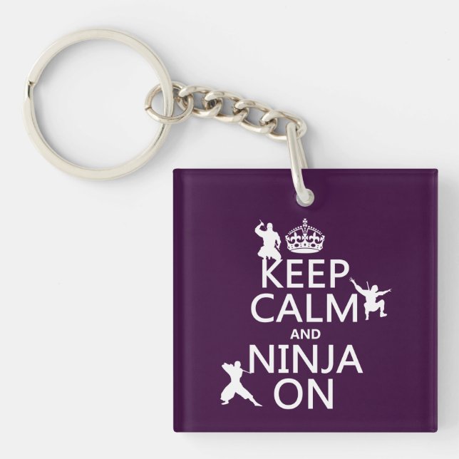 Keep Calm and Ninja On (in any colour) Keychain (Front)