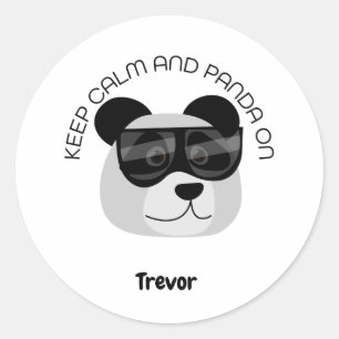 Keep Calm and Panda On Classic Round Sticker