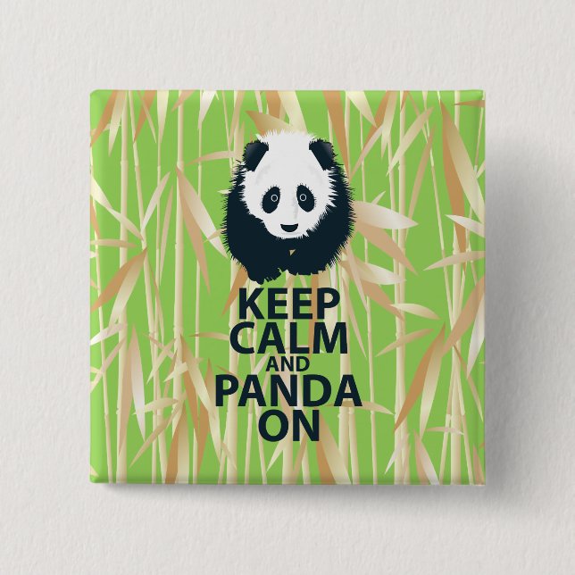 Keep Calm and Panda On Original Design Print Gift 2 Inch Square Button (Front)