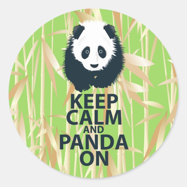 Keep Calm and Panda On Original Design Print Gift Classic Round Sticker (Front)