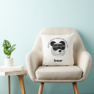 Keep Calm and Panda On Throw Pillow