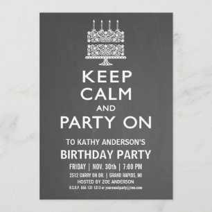 Keep Calm and Party On Birthday Invitation