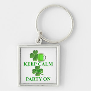 keep calm and party on keychain