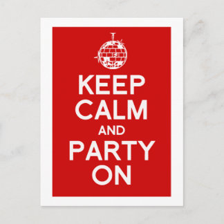 Keep Calm and party postcard
