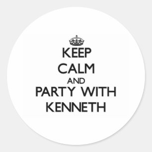 Keep Calm and Party with Kenneth Classic Round Sticker