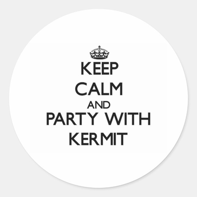 Keep Calm and Party with Kermit Classic Round Sticker (Front)