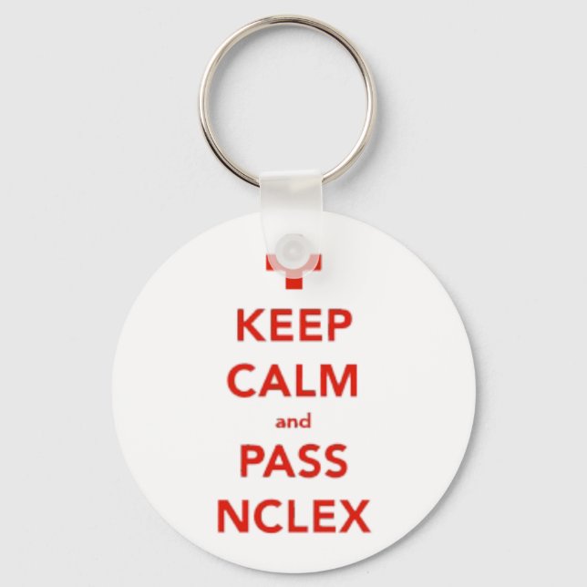 Keep Calm And Pass NCLEX Button Keychain (Front)