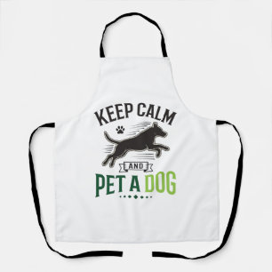 Keep Calm and Pet a Dog Vintage Engraving Design_1 Apron