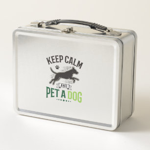 Keep Calm and Pet a Dog Vintage Engraving Design_1 Metal Lunch Box
