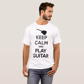 Keep Calm and Play Guitar Men White T-Shirt