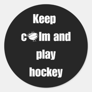 Keep Calm And Play Hockey (2) Classic Round Sticker