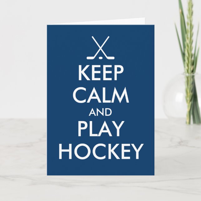 Keep calm and play hockey greeting card (Front)