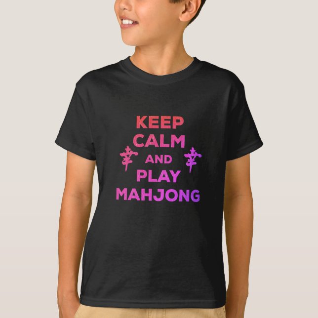 Keep Calm And Play Mahjong Funny Slogan T-Shirt (Front)