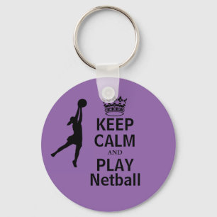 Keep Calm and Play Netball Design Keychain