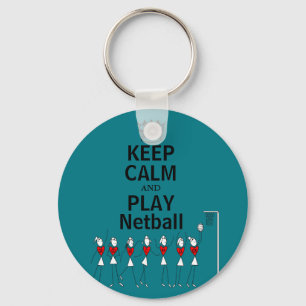 Keep Calm and Play Netball Design Keychain